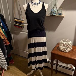 GAP Navy and Cream Striped Maxi Skirt
